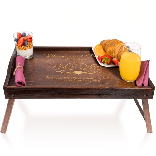 STOLIK ŚNIADANIOWY prezent dla Nowożeńców z grawerem super pomysł