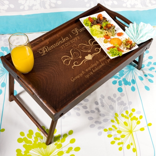 STOLIK ŚNIADANIOWY prezent dla Nowożeńców z grawerem super pomysł