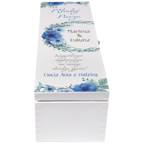 Oryginalny prezent ślubny SKRZYNKA BIAŁA NA WINO Z PERSONALIZACJĄ