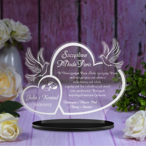 PAMIĄTKA NA ŚLUB Z TWOIM GRAWEREM oryginalny prezent dla Pary Młodej