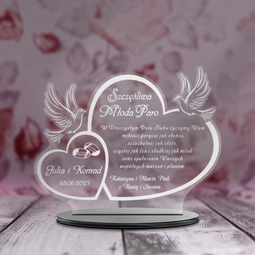 PAMIĄTKA NA ŚLUB Z TWOIM GRAWEREM oryginalny prezent dla Pary Młodej
