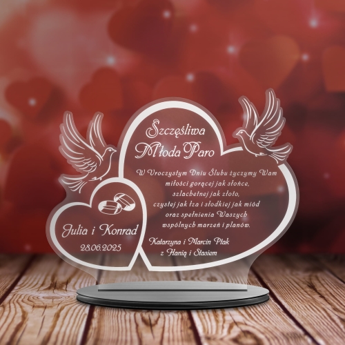 PAMIĄTKA NA ŚLUB Z TWOIM GRAWEREM oryginalny prezent dla Pary Młodej