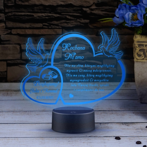 LAMPKA LED prezent dla mamy PODZIĘKOWANIA ŚLUBNE GRAWER