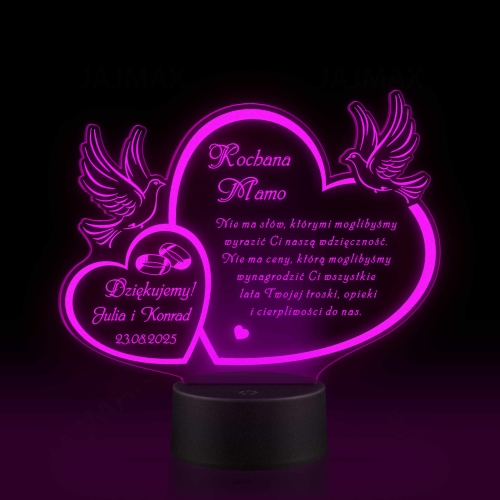 LAMPKA LED prezent dla mamy PODZIĘKOWANIA ŚLUBNE GRAWER