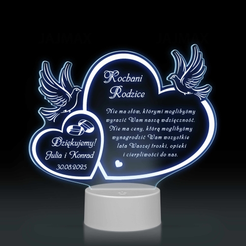 PODZIĘKOWANIA DLA RODZICÓW ślub lampka led z wierszykiem