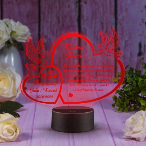 PODZIĘKOWANIA DLA RODZICÓW ślub lampka led z wierszykiem