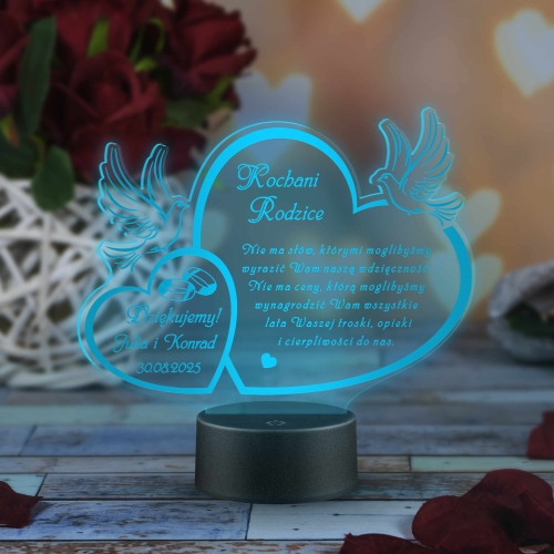 PODZIĘKOWANIA DLA RODZICÓW ślub lampka led z wierszykiem