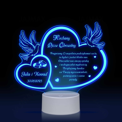 Lampka LED z grawerem PREZENT DLA OJCA CHRZESTNEGO ŚLUB