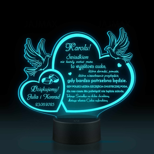 Lampka led PODZIĘKOWANIA DLA SUPER ŚWIADKA wesele ślub grawer