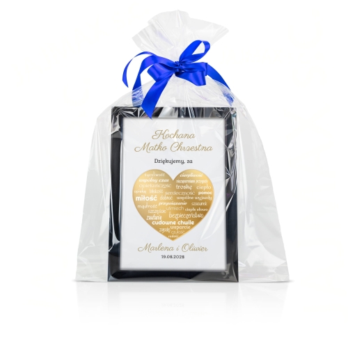RAMKA LUSTRZANE SERCE prezent dla Chrzestnej ślub personalizacja