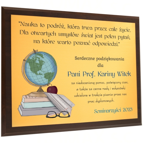 DREWNIANY OBRAZEK prezent dla nauczyciela wychowawcy nadruk
