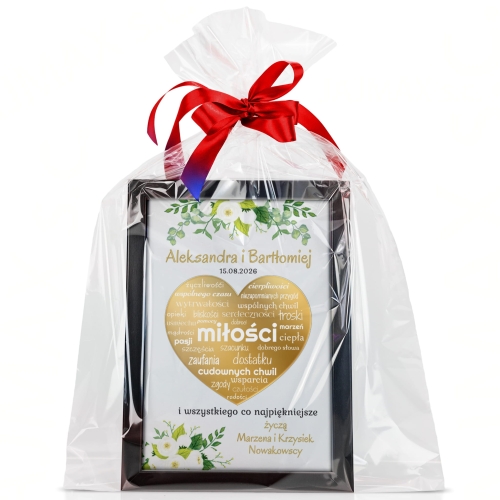 ORYGINALNY POMYSŁ NA PREZENT NA WESELE ramka z sercem z życzeniami