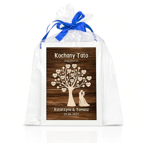 PODZIĘKOWANIE DLA TATY WESELE ramka drzewo z sercami personalizacja