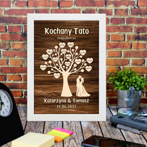 PODZIĘKOWANIE DLA TATY WESELE ramka drzewo z sercami personalizacja