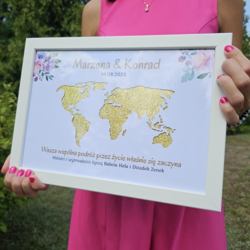 PREZENT NA ŚLUB ramka na pieniądze mapa 3D oryginalny pomysł