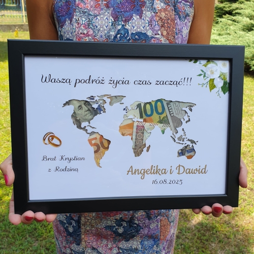 PUDEŁKO NA PIENIĄDZE prezent dla Pary Młodej nowoczesny styl nadruk