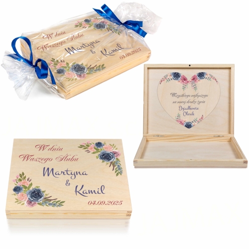 KOPERTA NA PIENIĄDZE NA ŚLUB drewniane pudełko z personalizacją