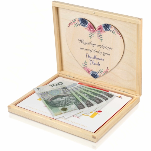KOPERTA NA PIENIĄDZE NA ŚLUB drewniane pudełko z personalizacją