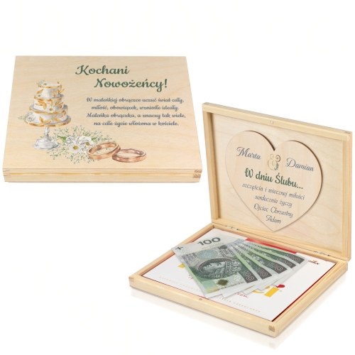 PUDEŁKO NA PIENIĄDZE prezent na wesele ślub nadruk