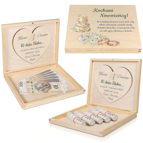 PUDEŁKO NA PIENIĄDZE prezent na wesele ślub nadruk