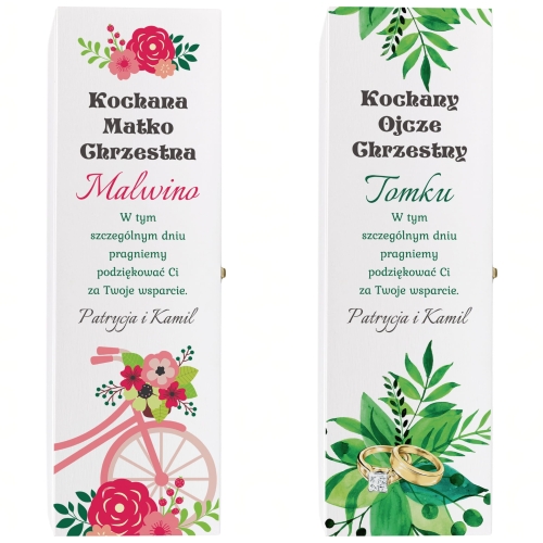 ELEGANCKIE PODZIĘKOWANIE DLA RODZICÓW CHRZESTNYCH zestaw 2 skrzynki