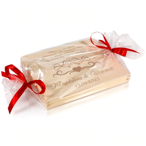 PUDEŁKO NA PIENIĄDZE Z CYTATEM oryginalny prezent na ślub grawer