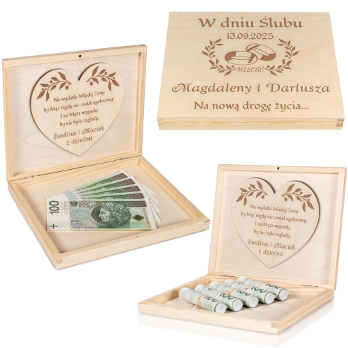 Pudełko na pieniądze PREZENT ŚLUBNY na nową drogę życia dla Młodych