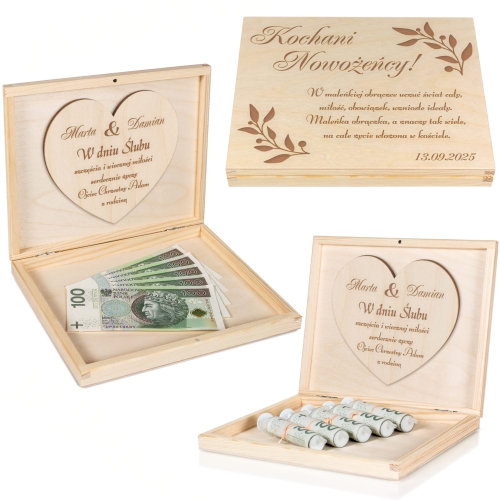 Pudełko na pieniądze PREZENT ŚLUBNY grawer