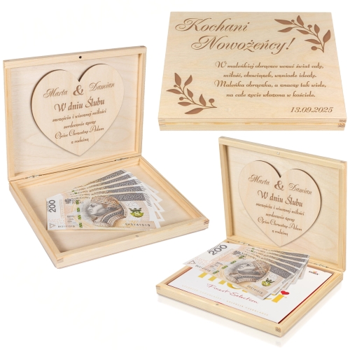 Pudełko na pieniądze PREZENT ŚLUBNY grawer