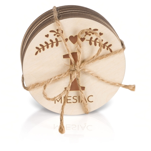 Drewniane tabliczki do zdjęć z miesiącami styl BOHO imię dziecka