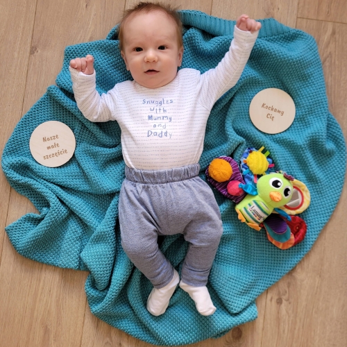 NATURALNE DREWNIANE FOTO TABLICZKI prezent dla noworodka 12 miesięcy