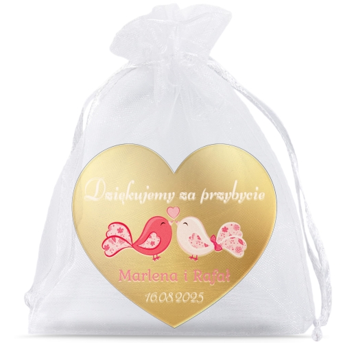 POMYSŁ NA PODZIĘKOWANIA DLA GOŚCI magnesy złote lustro serca