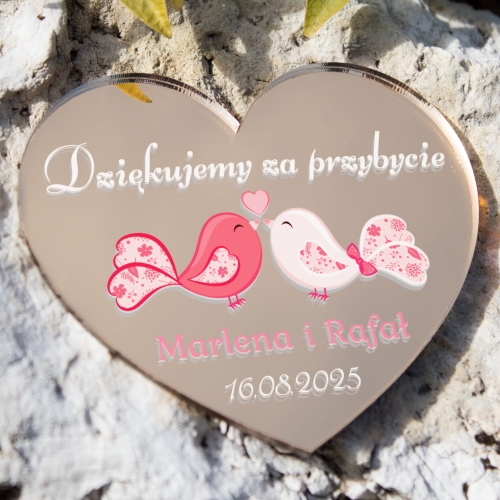POMYSŁ NA PODZIĘKOWANIA DLA GOŚCI magnesy złote lustro serca