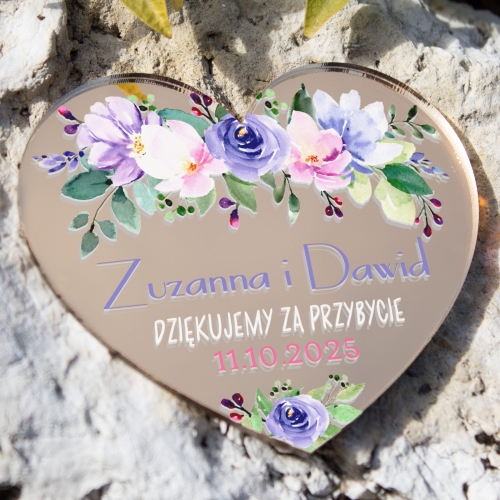 ELEGANCKIE ZŁOTE MAGNESIKI podziękowania ślubne dla gości nadruk