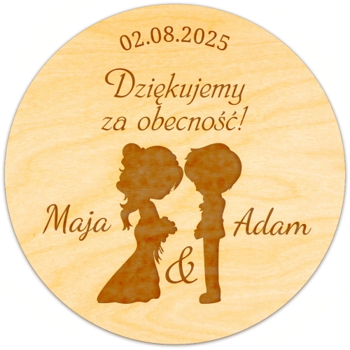 UPOMINEK DLA GOŚCI NA ŚLUB MAGNESY motyw Para Młoda Twój grawer
