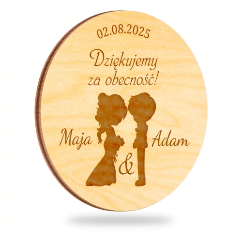 UPOMINEK DLA GOŚCI NA ŚLUB MAGNESY motyw Para Młoda Twój grawer