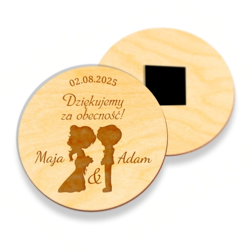 UPOMINEK DLA GOŚCI NA ŚLUB MAGNESY motyw Para Młoda Twój grawer