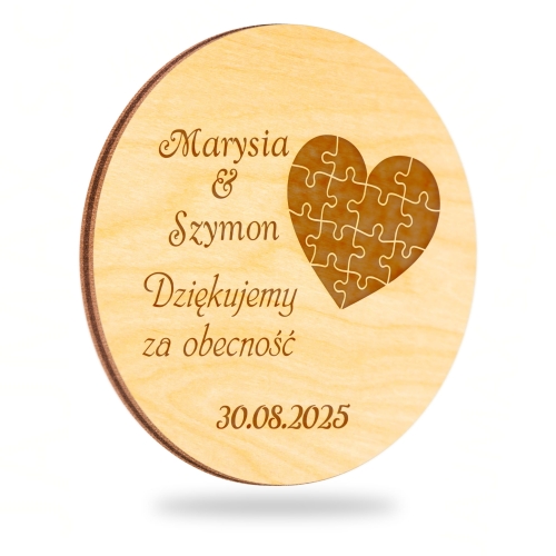 POMYSŁOWE PODZIĘKOWANIA DLA GOŚCI NA ŚLUB drewniany magnes koło