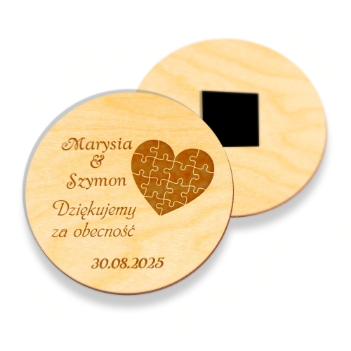 POMYSŁOWE PODZIĘKOWANIA DLA GOŚCI NA ŚLUB drewniany magnes koło