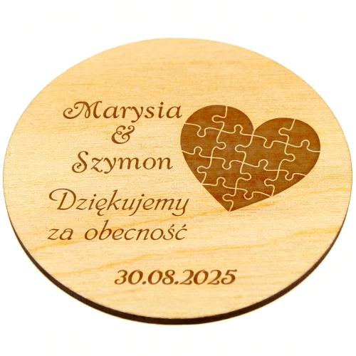 POMYSŁOWE PODZIĘKOWANIA DLA GOŚCI NA ŚLUB drewniany magnes koło