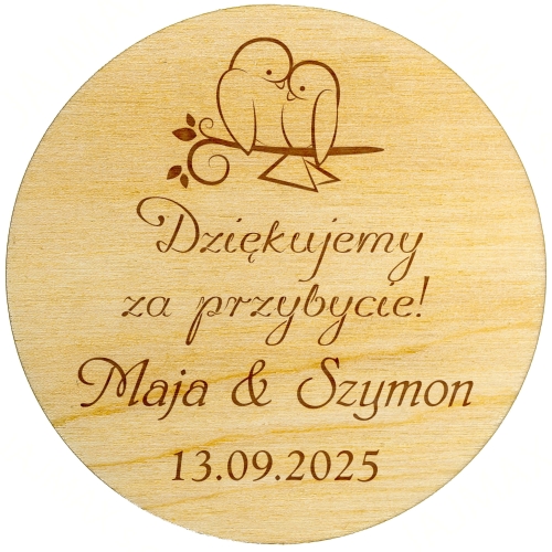 SUPER PAMIĄTKI DLA GOŚCI WESELNYCH rustykalne magnesy z grawerem