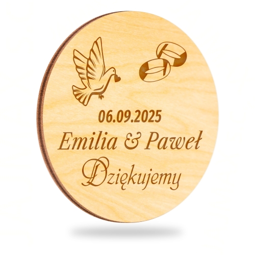 PODZIĘKOWANIE ZA OBECNOŚĆ NA WESELU dla gości magnes koło obrączki