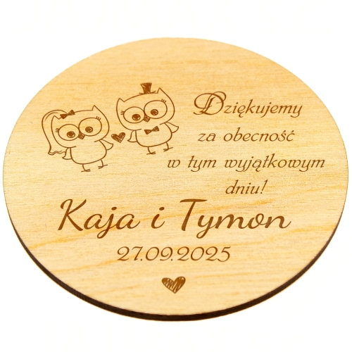 Drewniane magnesy wesele w stylu rustykalnym UPOMINKI DLA GOŚCI ŚLUB