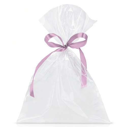 Woreczek celofanowy 20x30 - wstążka PUDROWY RÓŻ