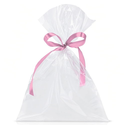 Woreczek celofanowy 20x30 - wstążka JASNY RÓŻ