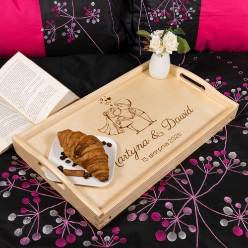 PREZENT NA ŚLUB stolik romantyczny pomysł z grawerem dla Pary Młodej