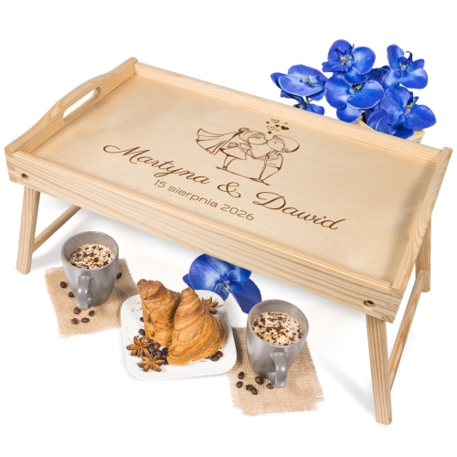 PREZENT NA ŚLUB stolik romantyczny pomysł z grawerem dla Pary Młodej