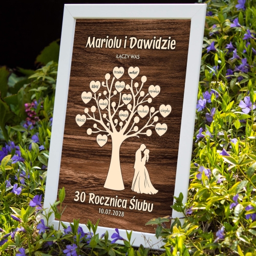 PODZIĘKOWANIE DLA TATY WESELE ramka drzewo z sercami personalizacja