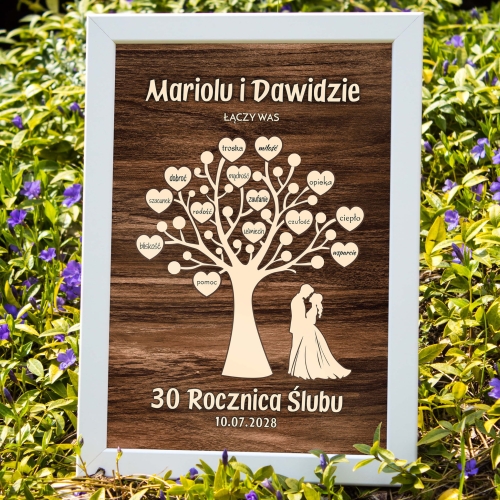 PODZIĘKOWANIE DLA TATY WESELE ramka drzewo z sercami personalizacja