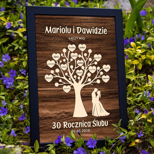 Obrazek drzewko z sercami PODZIĘKOWANIA DLA RODZICÓW ślub wesele